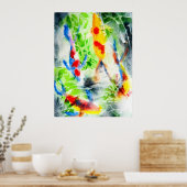 Poster Koi poisson coloré aquarelle art (Cuisine)