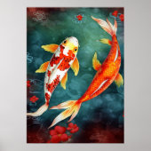 Poster Koi Poisson nager dans un étang (Devant)