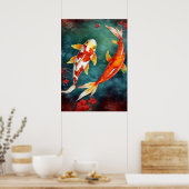 Poster Koi Poisson nager dans un étang (Cuisine)