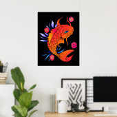 Poster koi poissons et fleurs (Bureau à domicile)