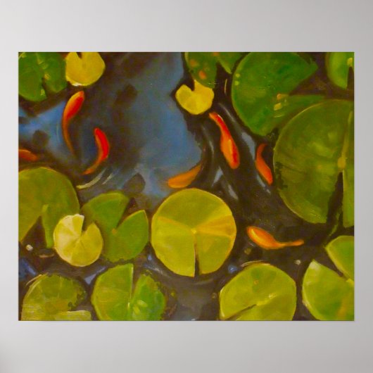 Poster Koi Pond avec des caleçons et des petits poissons (Devant)