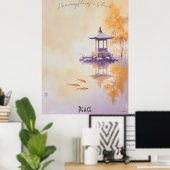 Poster Koi Pond et Pagoda Pagoda (Bureau à domicile)