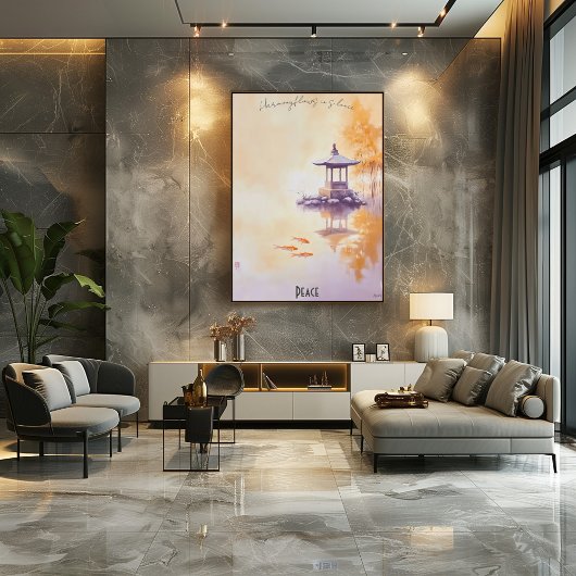 Poster Koi Pond et Pagoda Pagoda