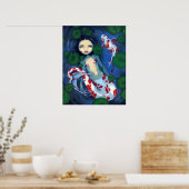 Poster Koi Pond Mermaid imaginaire Art (Cuisine)