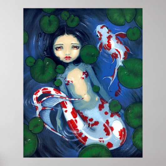 Poster Koi Pond Mermaid imaginaire Art (Devant)