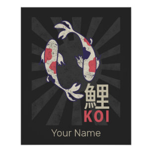 Poster Koi Vintage Nishikigoi Carpe japonaise pour Aquari