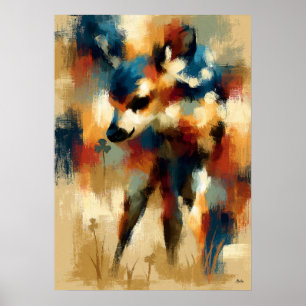 Poster Kojika Petite Fleur Modeste Bébé Faon Mignon Art K