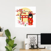 Poster Kokeshi Doll Red Kimono (Bureau à domicile)