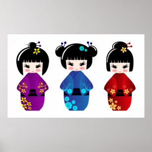 Poster Kokeshi-poppen