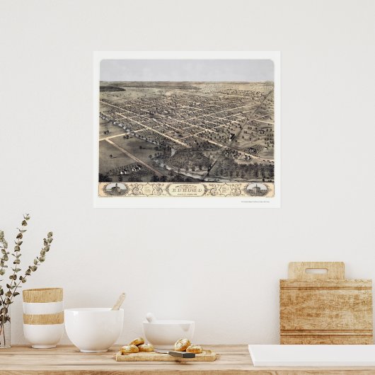 Poster Kokomo, IN Panoramic Map - 1868 (Cuisine)