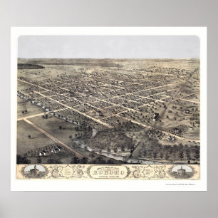 Poster Kokomo, IN Panoramic Map - 1868