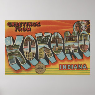 Poster Kokomo, Indiana - Large Letter Scenes