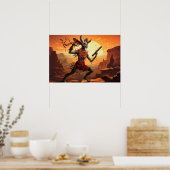 Poster Kokopelli Dansant À Cliff Edge (Cuisine)
