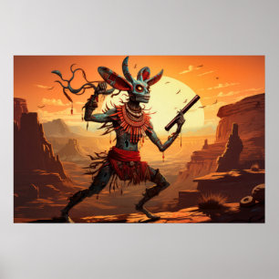 Poster Kokopelli Dansant À Cliff Edge