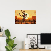 Poster Kokopelli Dansant Flute Sur Le Plateau Du Désert (Bureau à domicile)