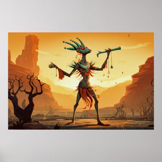 Poster Kokopelli Dansant Sur Le Canyon Floor (Devant)