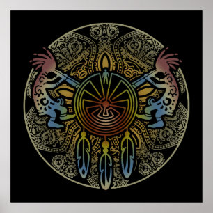 Poster Kokopelli Duo - Homme Dans Le Maze - Dreamcatcher 