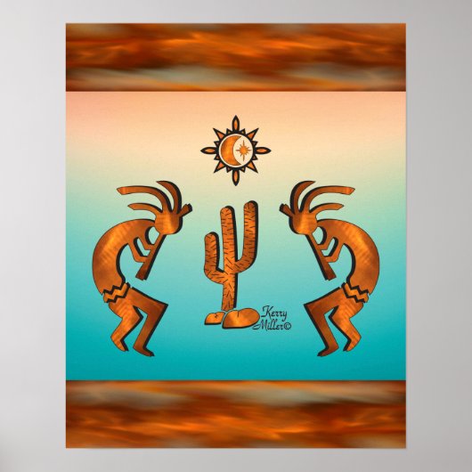 Poster Kokopelli Et Cactus (Devant)