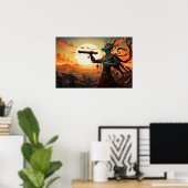 Poster Kokopelli Jouant De La Flûte Dans Les Collines Roc (Bureau à domicile)