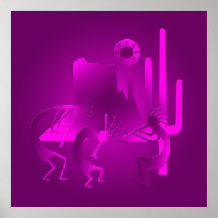 Poster Kokopelli sud-ouest en violet