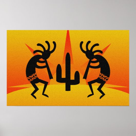 Poster Kokopelli Sud-Ouest Noir Et Jaune (Devant)