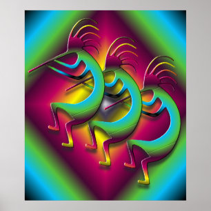 Poster Kokopelli Trois fois