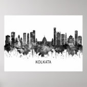 Poster Kolkata West Bengal Skyline BW (Devant)