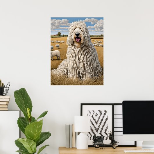 Poster Komondor - Art Chien Imprimer (Bureau à domicile)