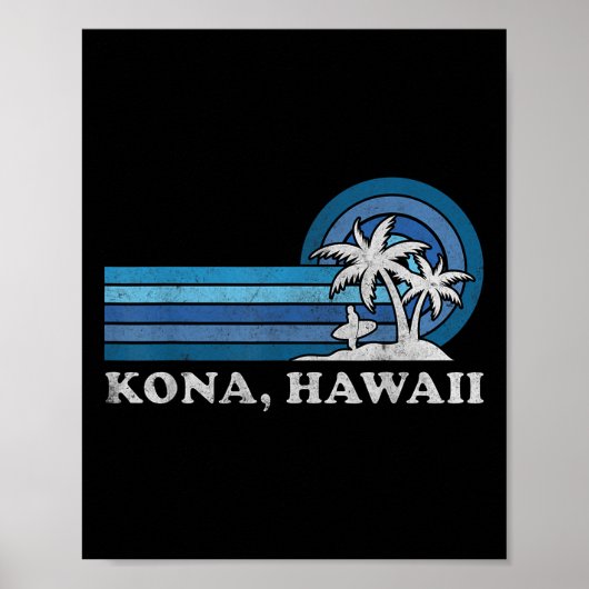 Poster Kona Hawaii Beach Vintage Family Summer Vacation (Devant)