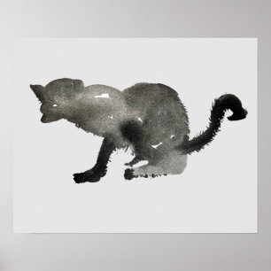 Poster Kool noir aquarelle chaton