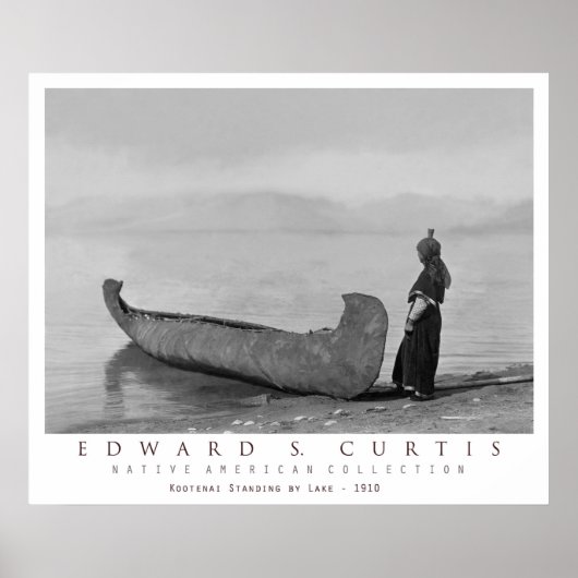 Poster Kootenai Indian Standing by Canoe (Devant)