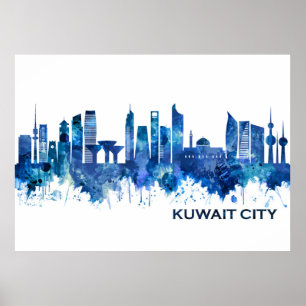 Poster Koweït Ville Koweït Skyline Blue