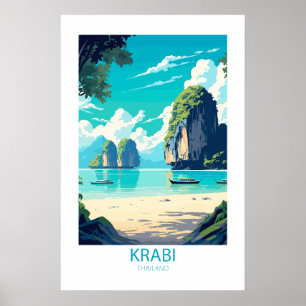 Poster Krabi Thaïlande célèbres lieux de voyage