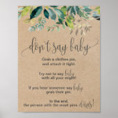 Poster Kraft Foliage Ne dites pas Bébé Signe (Devant)