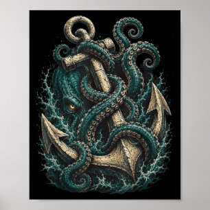 Poster Kraken ancre monstre marin tentacules