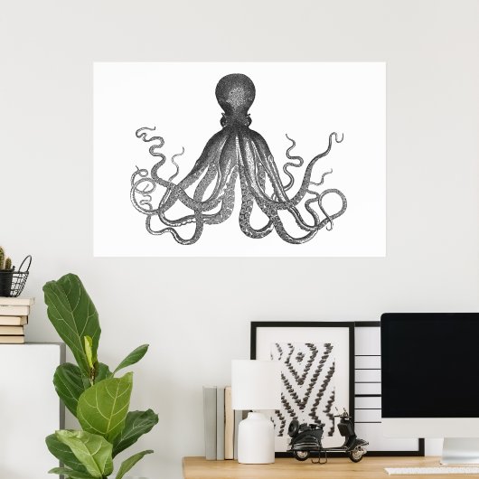 Poster Kraken - Octopus géant noir / Cthulu (Bureau à domicile)