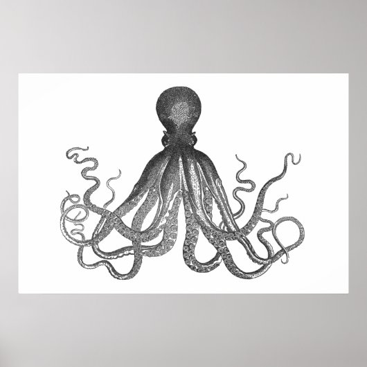 Poster Kraken - Octopus géant noir / Cthulu (Devant)