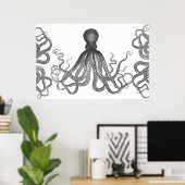 Poster Kraken - Octopus géant noir / Cthulu (Bureau à domicile)