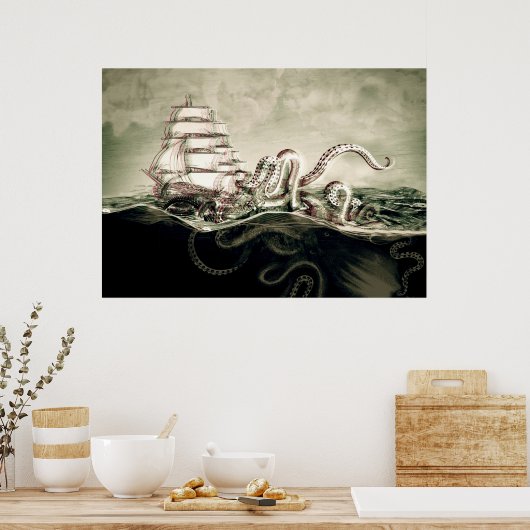 Poster Kraken Sérigraphie (Cuisine)