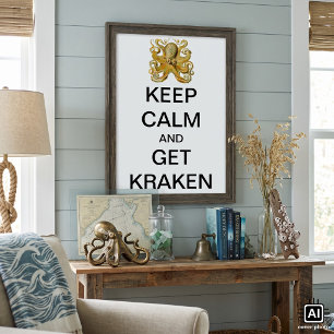 Poster Kraken vintage, Pieuvre Gamochonia, Ernst Haeckel