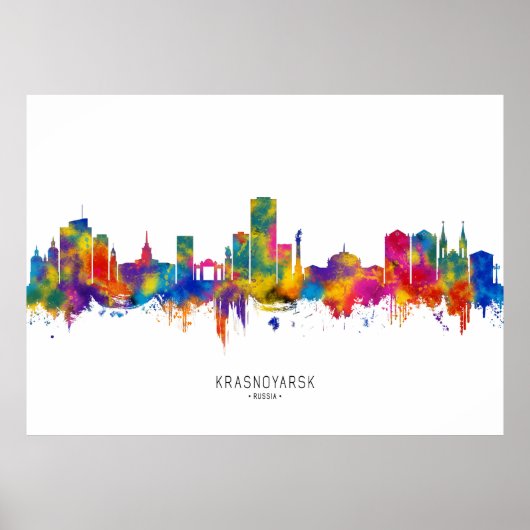 Poster Krasnoïarsk Russie Skyline (Devant)