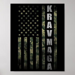 Poster Krav Mega Usa Drapeau Américain Camo Fan Vintage