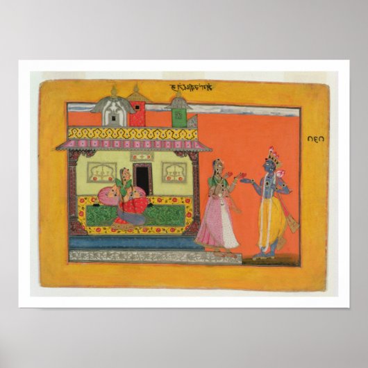 Poster Krishna arrivant chez Radha, illustration pour (Devant)