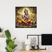 Poster Krishna Art de la Flûte Dorée Divine (Bureau à domicile)