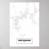 Poster Kristiansand, Norvège (noir sur blanc) (Devant)
