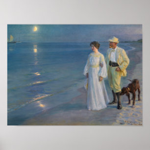 Poster Kroyer - L'artiste et sa femme sur la plage
