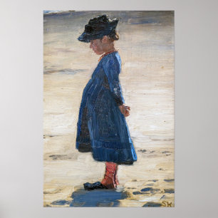 Poster Kroyer - Petite fille debout sur la plage de Skage