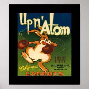 Poster KRW Vintage dans Atom Carrots Veggie Étiquette