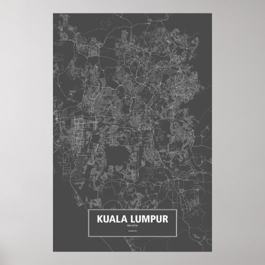 Poster Kuala Lumpur, Malaisie (blanc sur noir) (Devant)