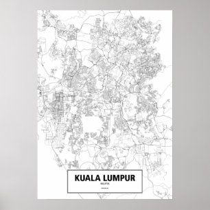 Poster Kuala Lumpur, Malaisie (noir sur blanc, coutume)